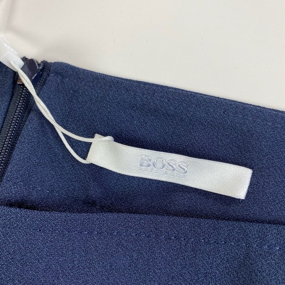 Boss Hugo Cropped Women Telareama Button Accent Navy Blue Work Dress Pants Sz 18 - Picture 3 of 10